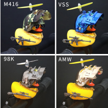 破风鸭自行车黄鸭三级头竹蜻蜓头盔电动车电瓶车装饰汽车摆件