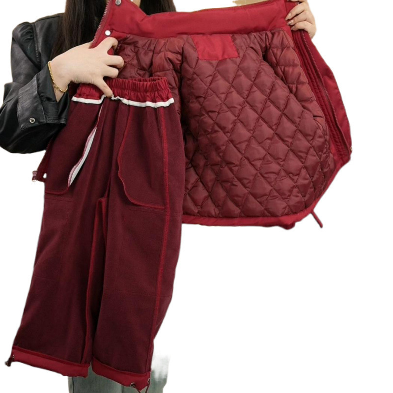 걸스 후드 재킷 누빔안감 충전 옷 투피스 2024 새로운 투피스 의상 냉간 성격