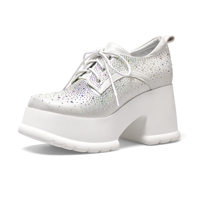 Giày cao gót nữ đế xuồng platform gót thô 10 cm — Màu đen