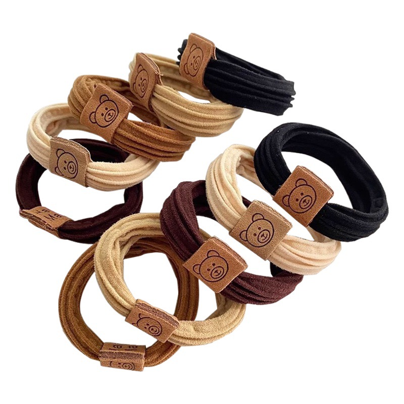 Alta elástico oso etiqueta banda de goma sin costuras lazo femenino anillo de pelo alta Cola de Caballo bola cabeza cuerda de pelo anillo de toalla