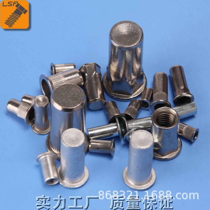 供应304不锈钢平头拉铆螺母条纹竖纹美制 拉铆螺母M3--m12