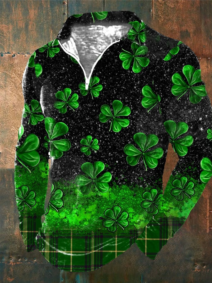 Camiseta de manga larga de estilo retro americano con estampado digital para hombre otoño nueva camisa POLO con cremallera MB14