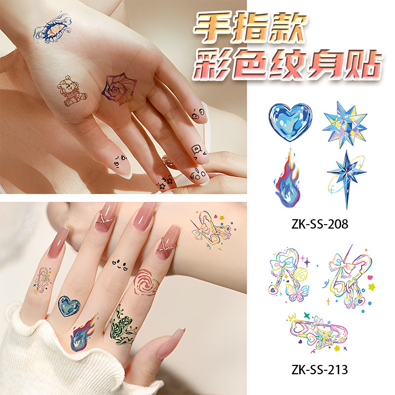 New Design Finger Color Tattoo Sticker Waterproof Sweat-proof Girl's Finger Disposable Tattoo Sticker Advanced Sense Ins