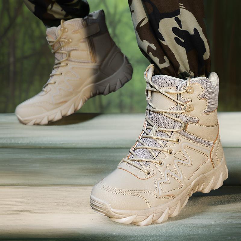 Fuente del fabricante Botas del desierto Botas de campo transfronterizas al aire libre para hombres Botas tácticas ultraligeras Botas de combate de Amazon para hombres