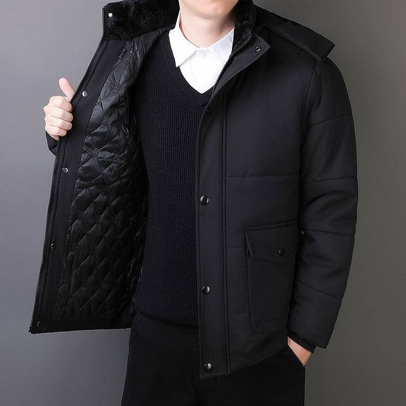Ropa de algodón de mediana edad extra grande, ropa de hombre, ropa de invierno, ropa de algodón de terciopelo, abrigo grueso, chaqueta de algodón caliente, abuelo