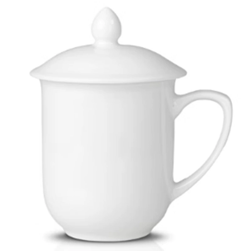 Синдзянь-фарфоровая чаша с крышкой из костяного фарфора Jingdezhen - чисто белая керамическая чашка для офиса, чайного домика