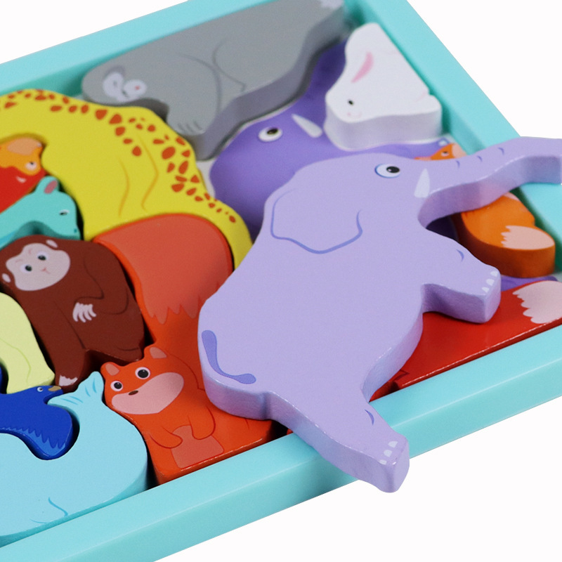 Rompecabezas tridimensional creativo de madera educativo para niños 0,24 animal digital rompecabezas de frutas y verduras bloques de construcción juguete juego cognitivo