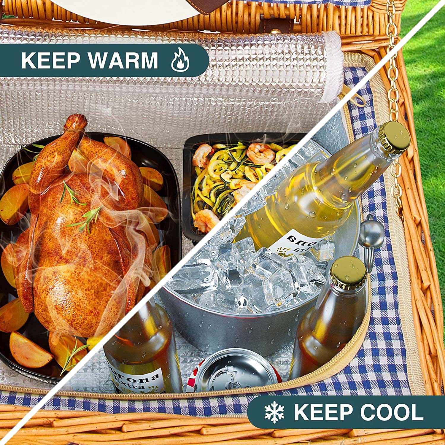 Cestas de picnic trenzadas de sauce Amazon nuevo tipo de mano con almohadillas de aislamiento de caña trenzadas de cestas de almacenamiento trenzadas al por mayor