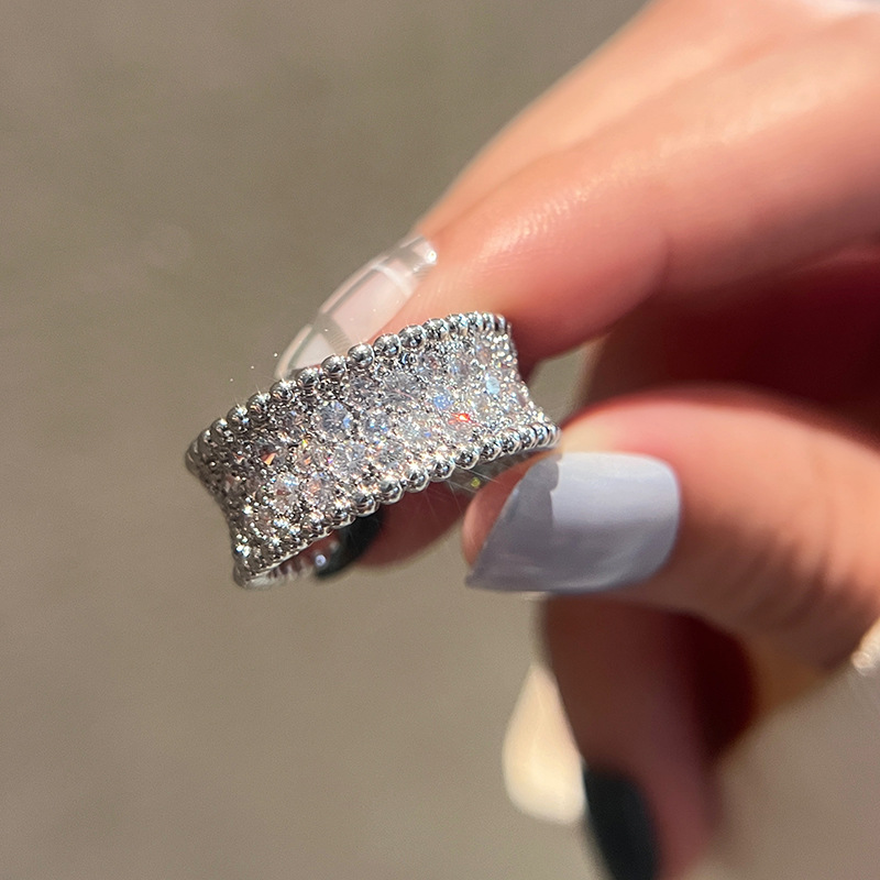 Simple Style Geometric Silver Plated Inlay Zircon Womenu0027S Open Ring 1 Piece