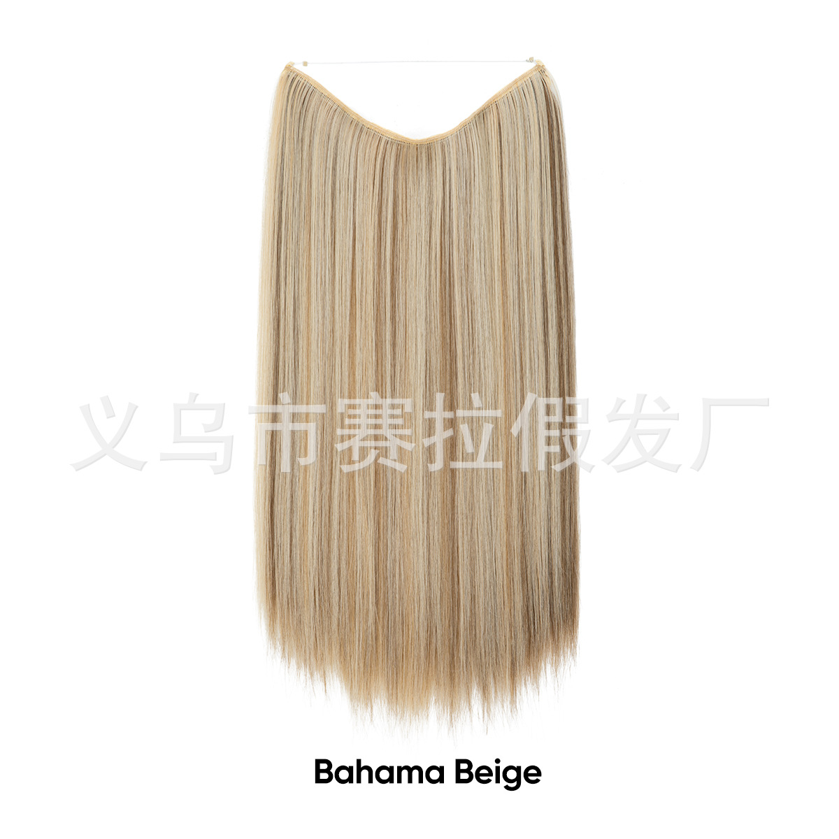 Extensión de Cabello Invisible Largo de Fibra de Alta Temperatura, Ajustable y Sin Costuras