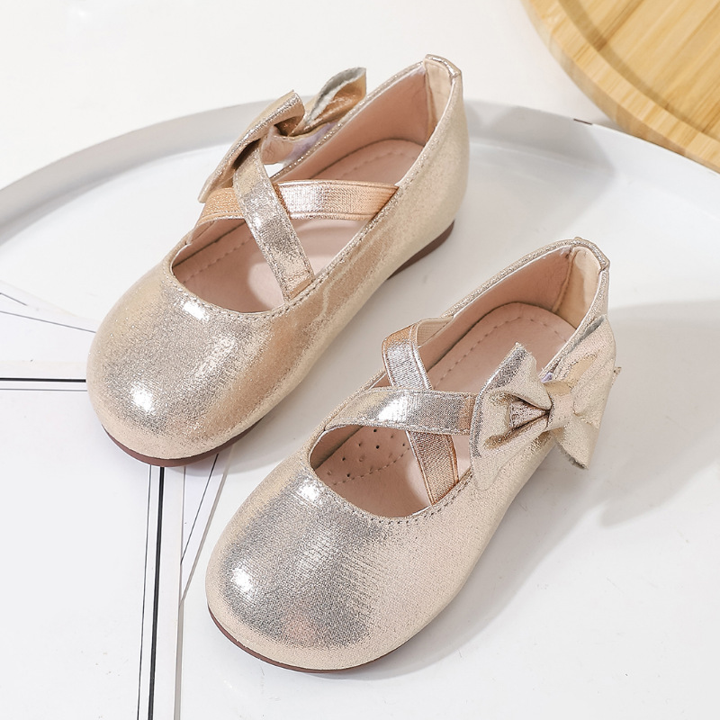 Girl's Basic Vintage Style Solid Color Bowknot Round Toe Flats display picture 3