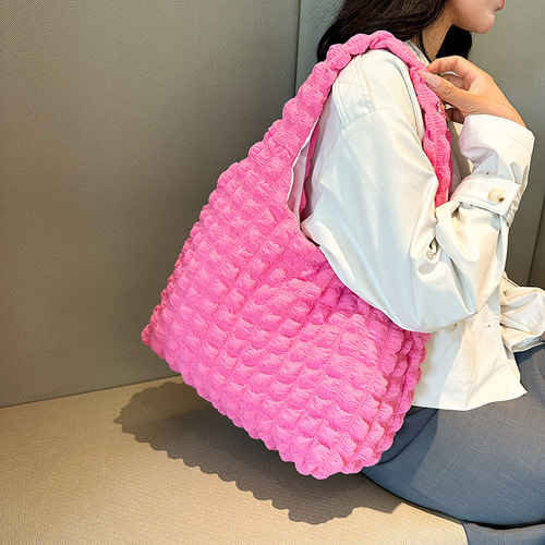 Women's New Ins Teenage Trendy Cloud Puff Tote Bag 2025 New Canvas Bag Simple Shoulder Bag