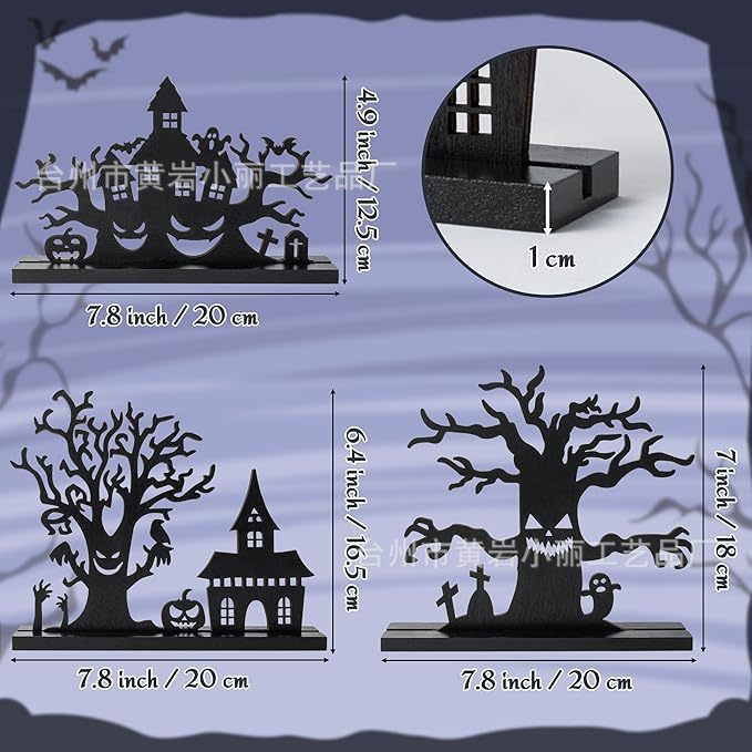 新しいハロウィーンの木製工芸品の雰囲気装飾は、大きな木のお化け屋敷のテーブルの装飾|undefined