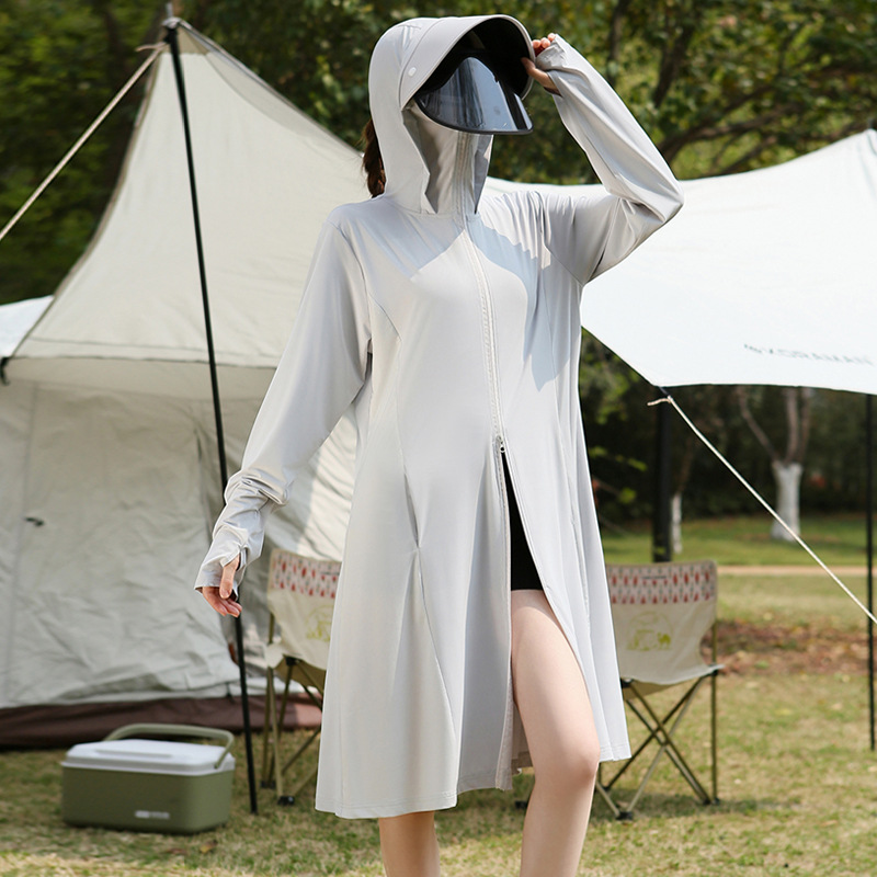 Ice Silk Sun Protection Clothing for Women, Mid-Length, Summer 2026 New Model, Uv Protection, Outdoor Lightweight Full-Body Sun Protection Jacket