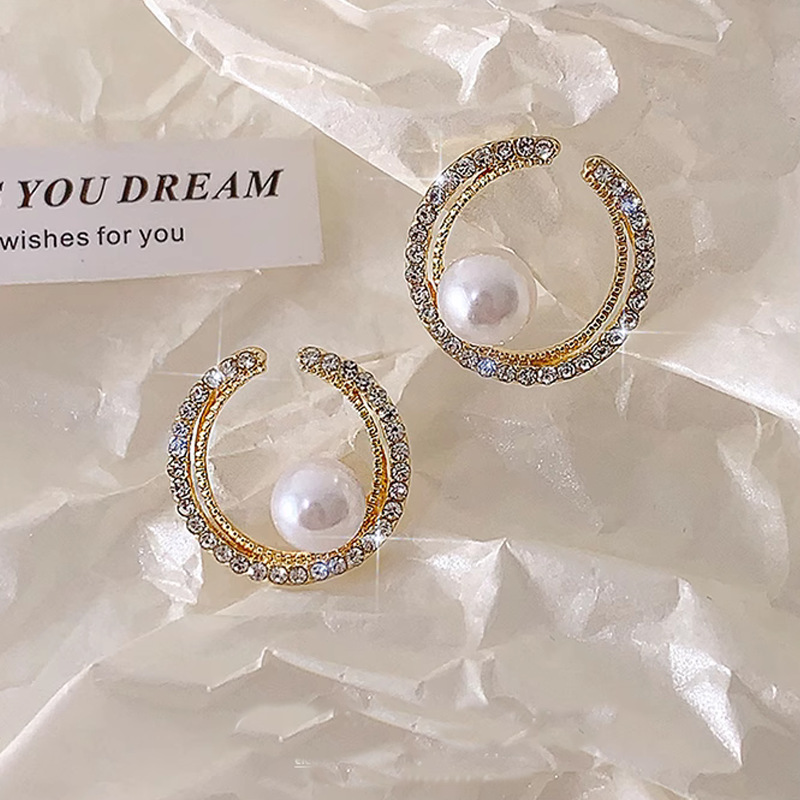 @Oferta Especial@ Nuevos Pendientes de Perlas Barrocas, Diseño Exclusivo, Sensación de Alta Gama, Pendientes de Botón con Círculo Abierto y Diamantes Brillantes, Joyería