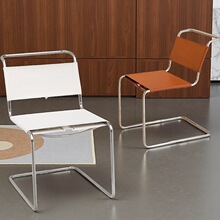 现代简约马鞍皮悬臂椅餐厅餐椅老板椅民宿酒店接待等候洽谈办公椅