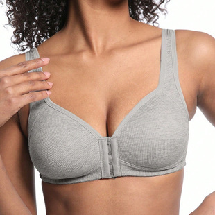 European and American Cross-Border Thin Adjustable Front Button Bra Push-Up Bra Without Rims Mother's Underwear Front Buckle Bra