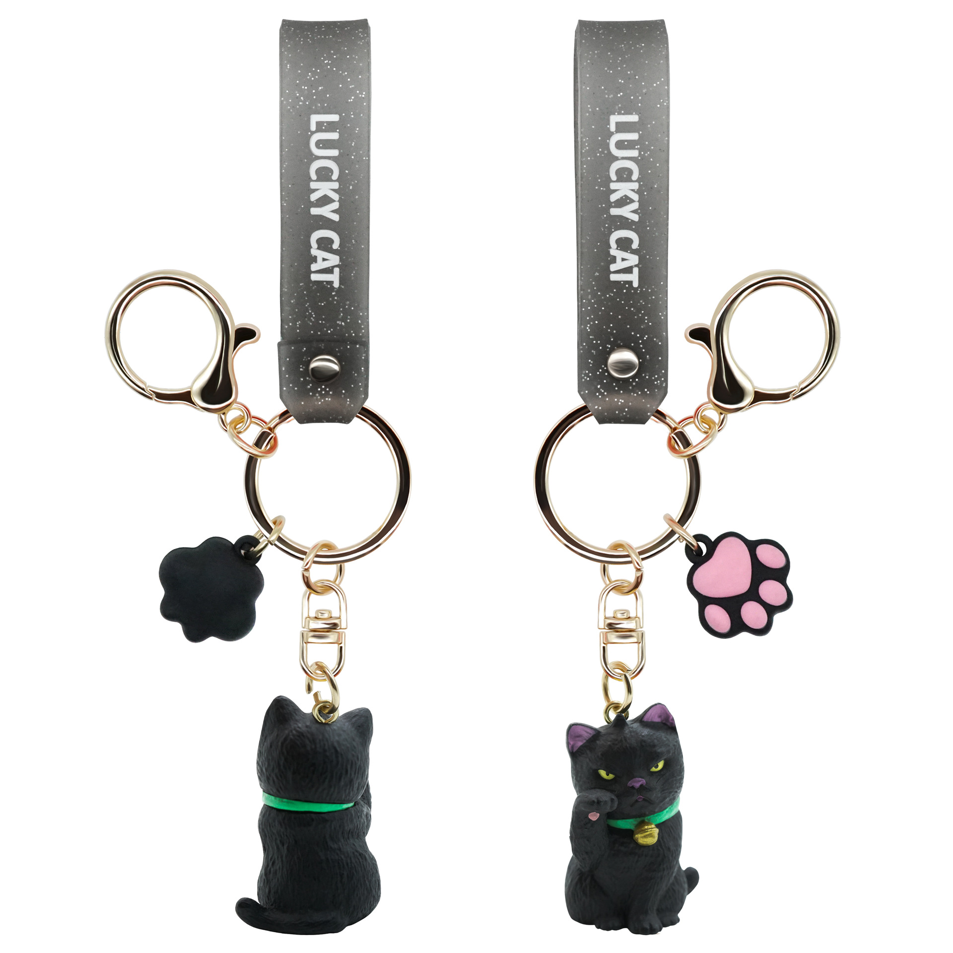 招财猫吊绳款钥匙扣 可爱卡通挂饰钥匙挂件书包创意汽车钥匙扣