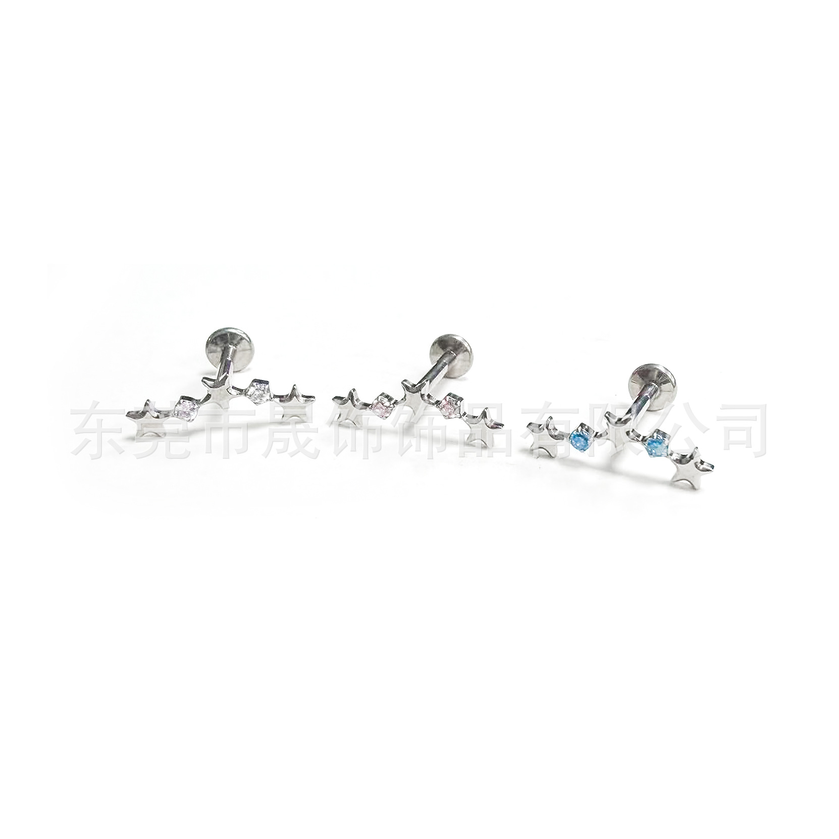 F136 Titanium Alloy 小流 Star Ear Stud Studded 5A Cubic Zirconia G23 Titanium Labret Stud Helix Cartilage Stud Piercing Jewelry