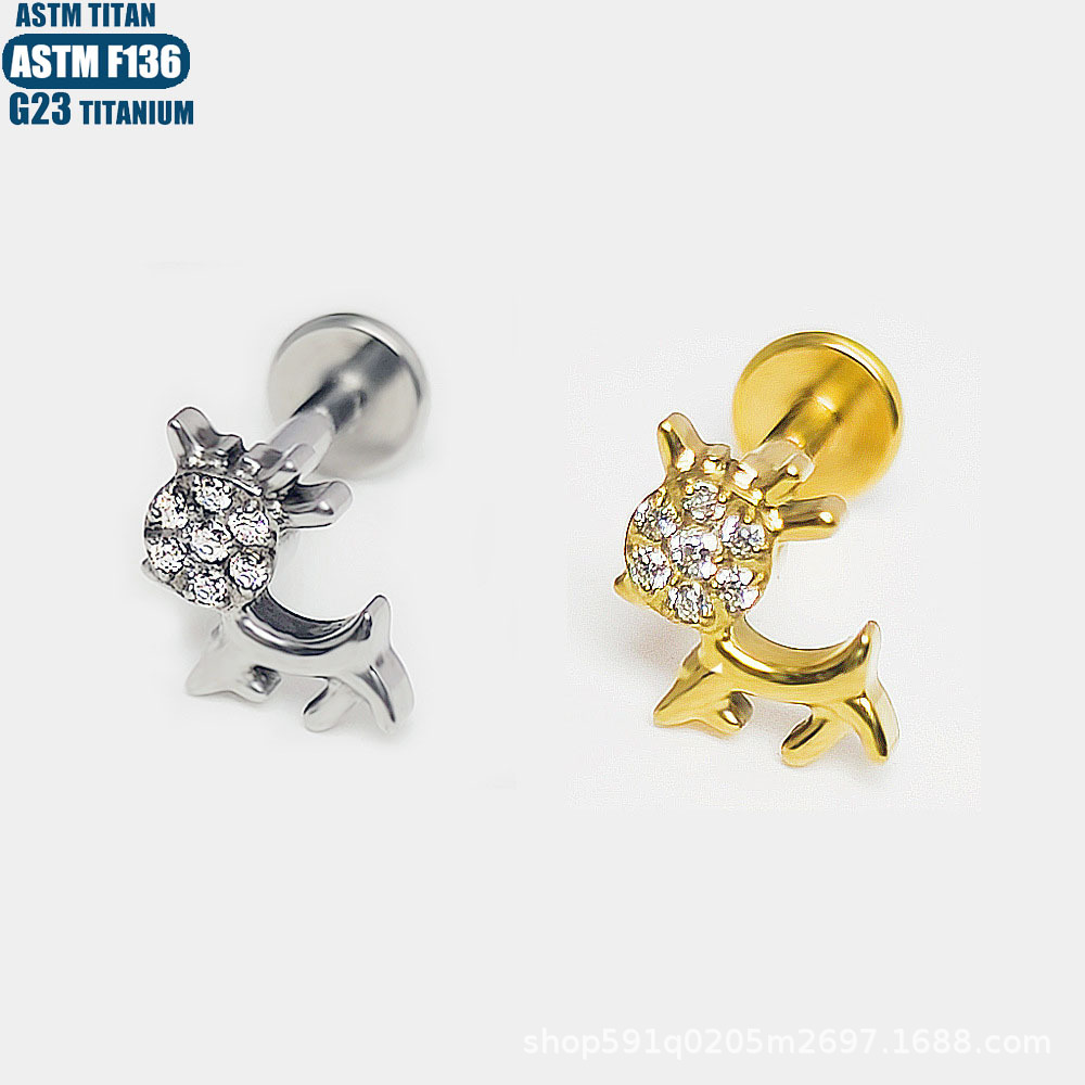 Silver pointed spike labret stud material detail