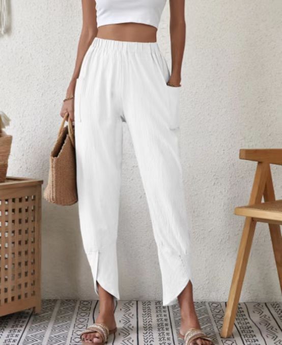 Casual Pants Pants Type Stretchy Elasticity Women's Daily Retro Solid Color Full Length Pocket Casual Pants