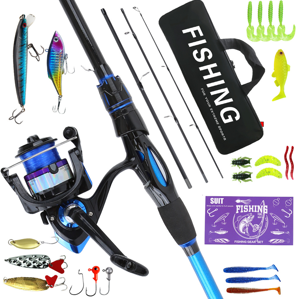 Cross-border new product four-section rod fishing set, complete set, factory direct sales, wholesale, custom lure fishing gear for outdoor fishing