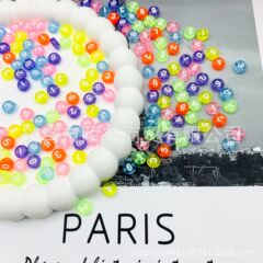4*7 ミリメートルアクリルルースビーズ数字アルファベットビーズカラー透明フラットビーズ DIY 子供の早期教育ビーズ材料