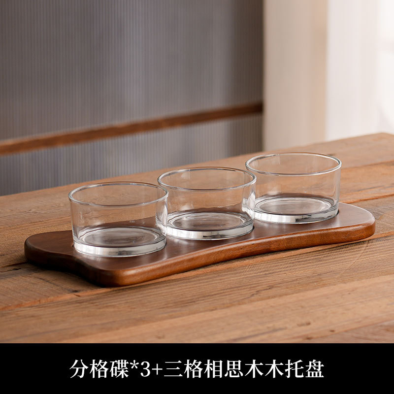 Plato de frutas de madera de amor chino Plato de bocadillos Dim Sum Nueces Frutas Plato dividido con tapa de madera al por mayor