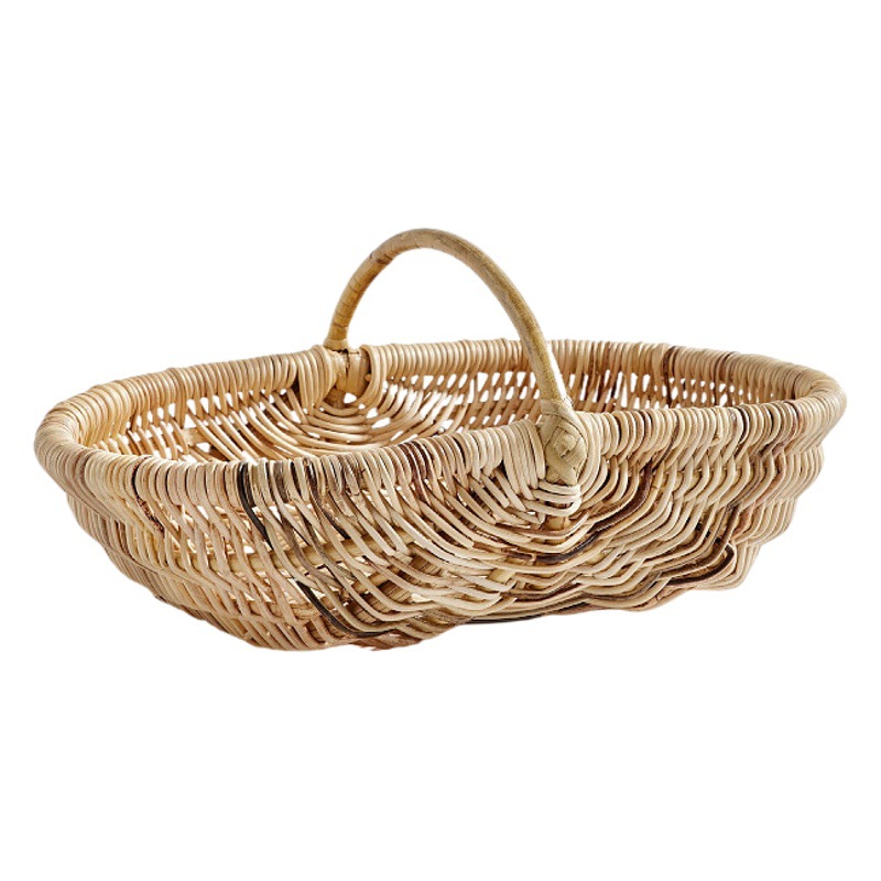 Cesta de verduras cesta tejida embalaje de flores apertura cesta portátil ratán bambú cesta de flores tejidas ramo arreglo floral flor azul tienda floral