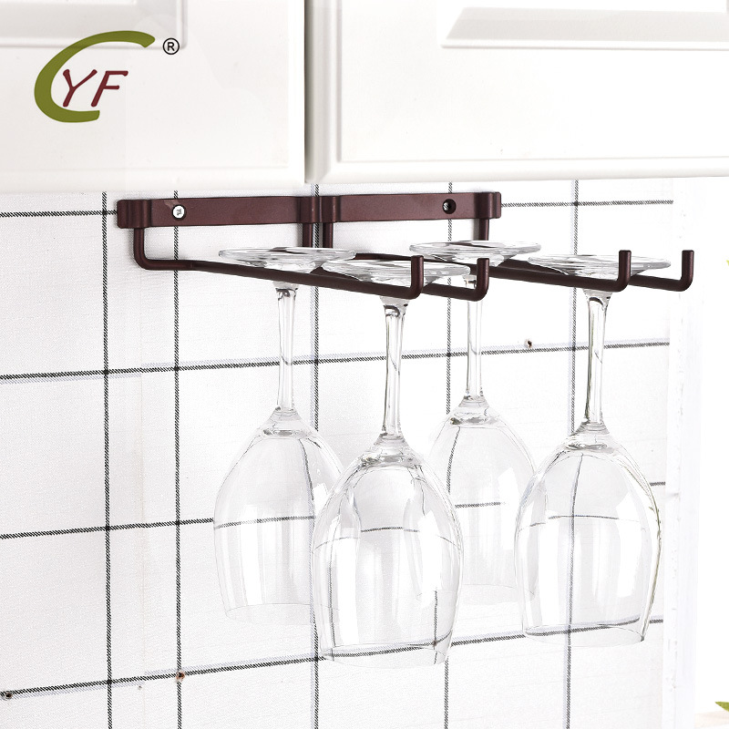 Portavasos de vino montado en la pared de país americano de estilo europeo de hierro de doble fila de estante de vino colgante portavasos whisky portavasos