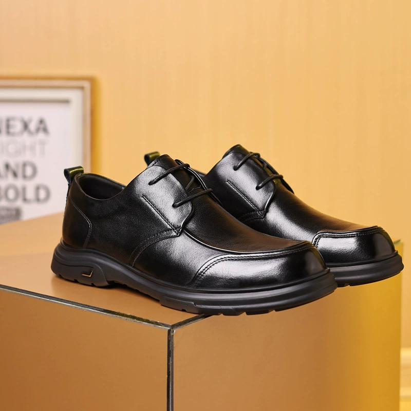 Осенняя Новая мужская деловая кожаная обувь, повседневная мужская обувь из натуральной кожи для пап среднего возраста, нескользящая износостойкая Мужская обувь из мягкой кожи