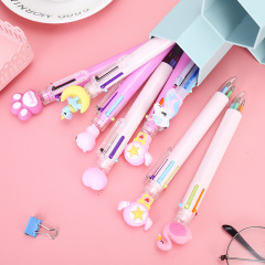 Cartoon Creative Six-Color Gel Pen, Colorful Gel Pen, Cute Push Pen, Office Stationery, Oil-Based Pen, Wholesale