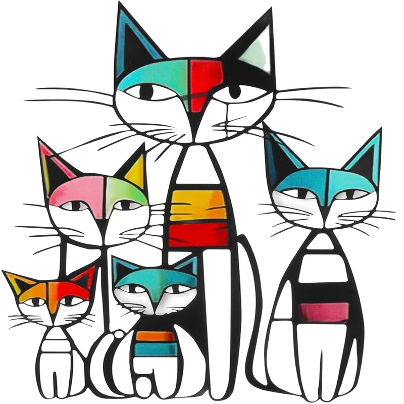 跨境铁艺 Wesiti 猫墙壁艺术装饰客厅装饰摆件 金属工艺品小摆件|undefined