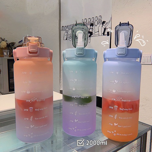 Phone holder handle cup Southeast Asia 2L sports water bottle large capacity space cup plastic cup gradient color cup