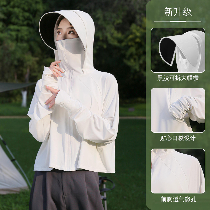 Moxun ロマンチックな日焼け止め服女性 2025 新しい夏のアイスシルクカーディガン軽量通気性抗 UV 日焼け止め服女性|undefined