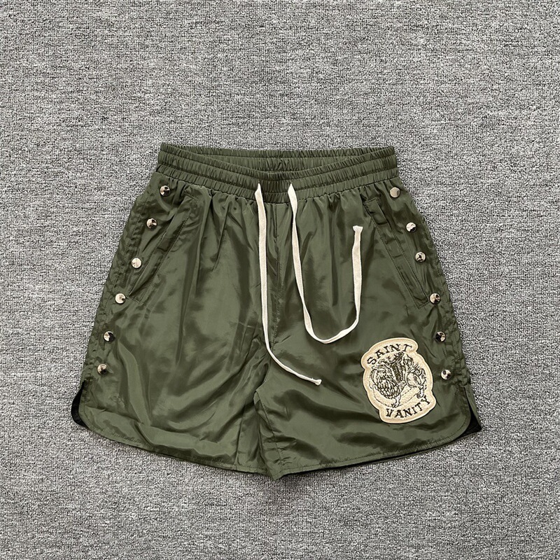 セントマイケル立体刺繍スポーツ織り5点パンツ夏の男性と女性のルーズハイストリートリベットショーツ|undefined