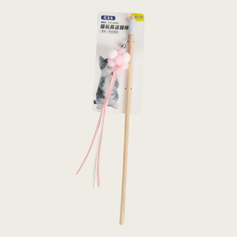 분홍색과 흰색 공 긴 고양이 재미있는 스틱