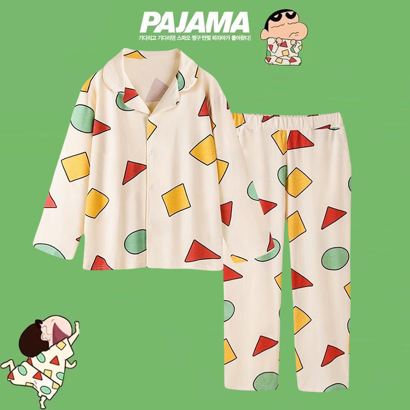 Japanese Style Crayon Shin-chan Long-sleeved Couple Pajamas Women's Spring and Autumn Cotton Long-sleeved Teenage Boys Home Clothes suit Japanese Style Crayon Shin-chan Long-sleeved Couple Pajamas Women's Spring and Autumn Cotton Long-sleeved Teenage Boys Home Clothes suit