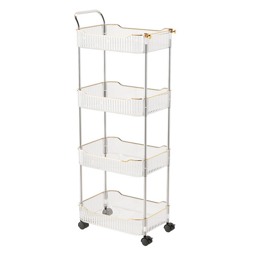 Cart rotating storage rack, floor-standing multi-layer movable storage rack for kitchen and living room, dropshipping from factory