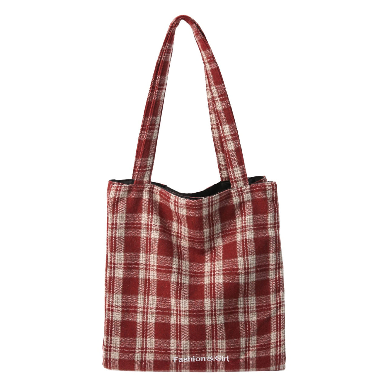 Winter New Plaid Bag For Women Korean Lazy Style Large Capacity Student School Commuter Shoulder Bag Tote Bag - Thumbnail 5