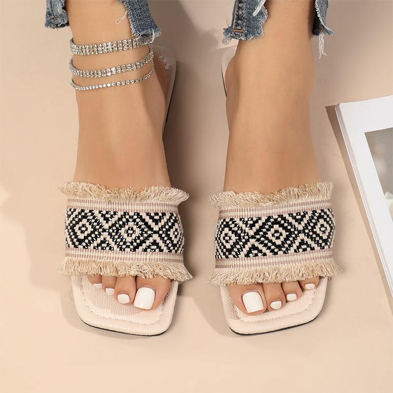 Women's Casual Vacation Color Block Square Toe Slides Slippers Beach Sandals display picture 5