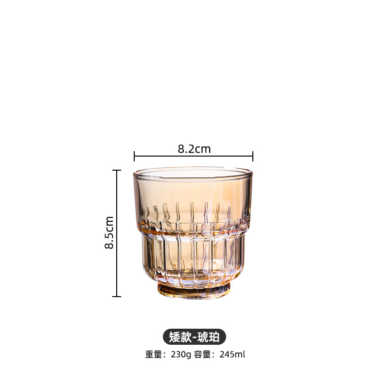 Taza de vidrio resistente al calor taza de café helado taza de bebida taza de soda taza de agua burbujeante taza de jugo de frutas taza de vidrio apilada