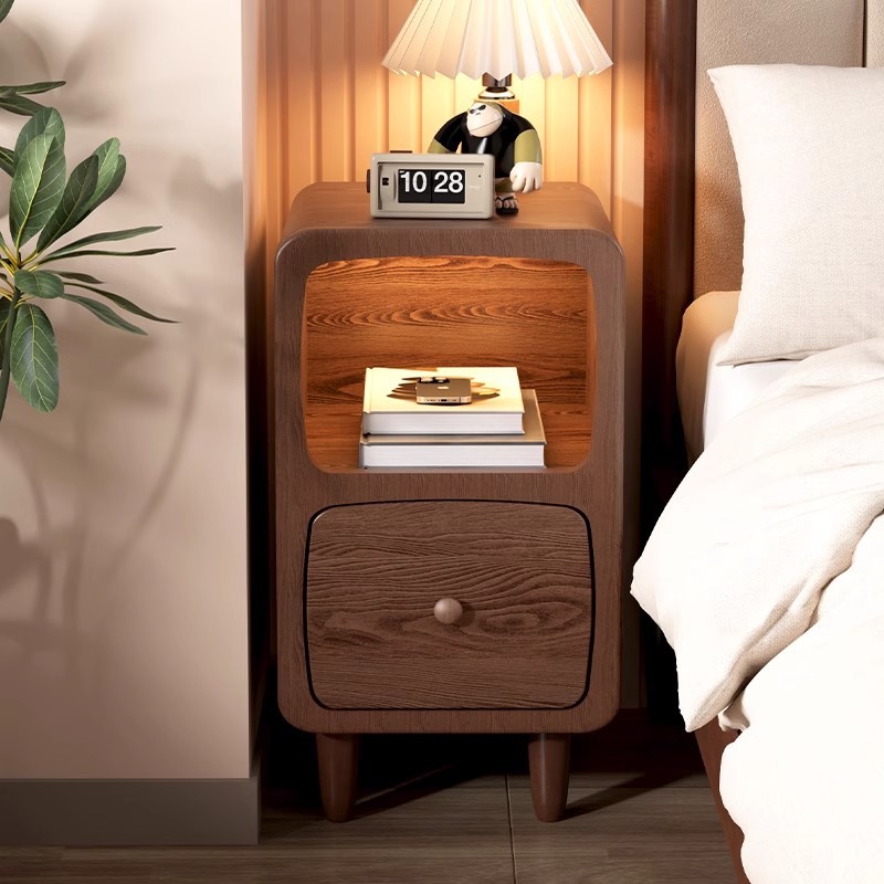 새로운 스마트 침대 옆 테이블 작은 침실 좁은 측면 무선 충전 스마트 램프 단단한 나무 스타일 현대적인 간단한 침대 옆 프레임