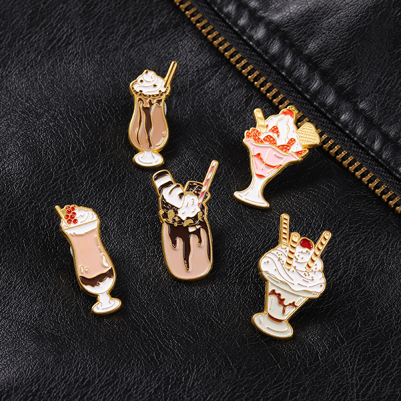 European And American New Cool Drinks Series Alloy Brooch Creative Man And Woman Cartoon Cream Ice Cream Style Badge display picture 1
