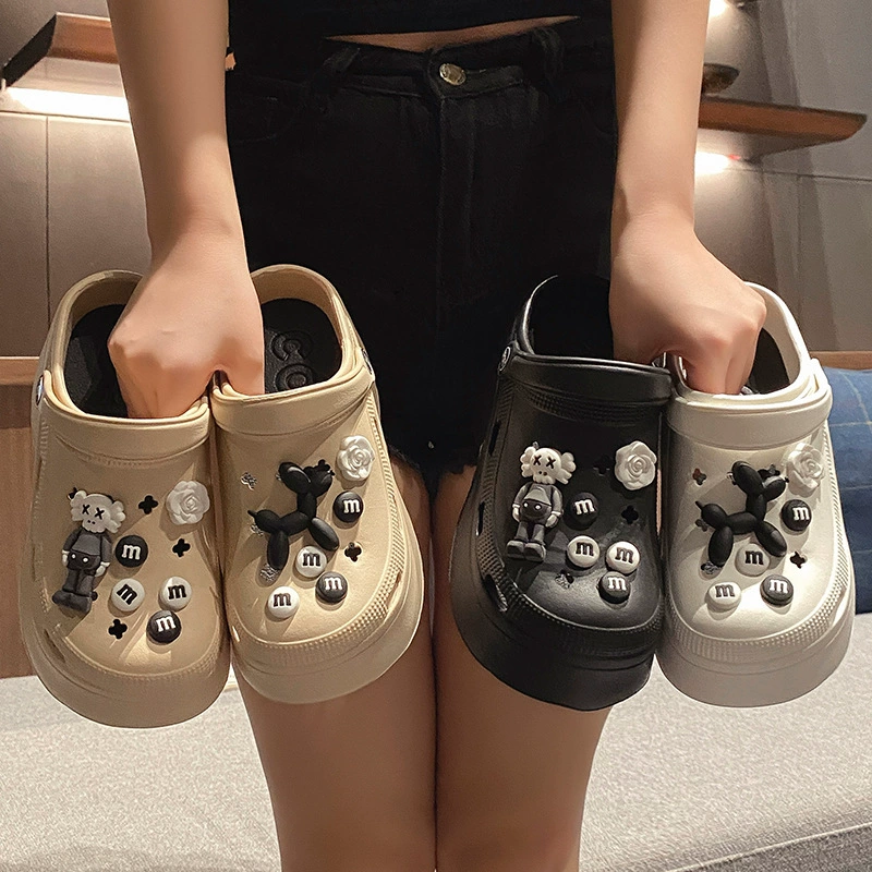 Туфли с толстой подошвой для женщин 2024 новый нескользящий пляж увеличивает EVA Baotou сандалии тапочки для женщин летом