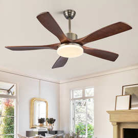 【严选】新中式古铜色风扇灯实木吊扇灯北欧灯餐厅侘寂风中山灯具