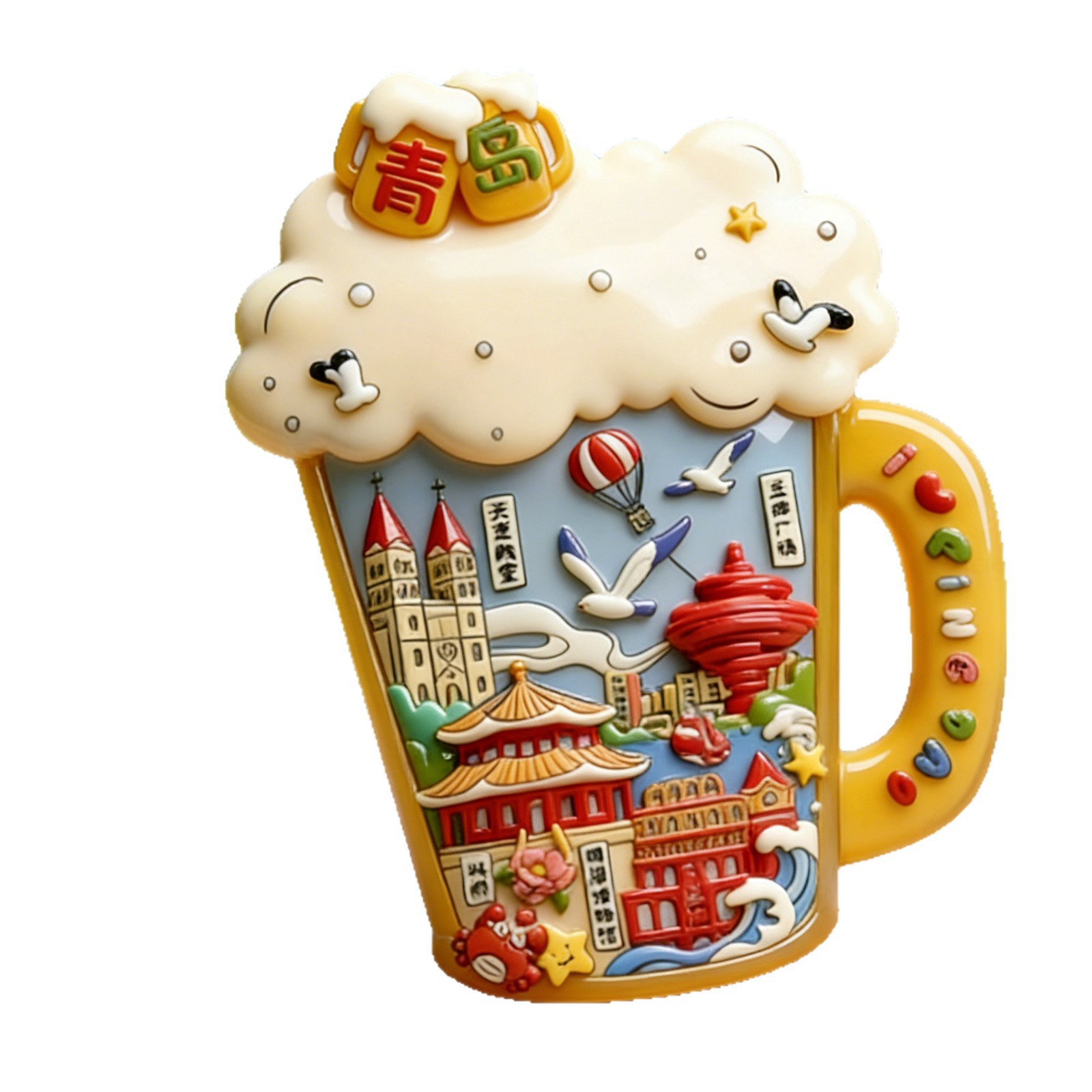 Creativo Qingdao Daza Beer Resina Relieve Refrigerador Magnetic Stick Shandong Beer Festival Cultural Creation Scenic Spot Recuerdo de turismo