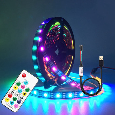 跨境热卖USB接口RGB幻彩LED跑马灯条LED电竞椅灯带电竞桌流水灯带