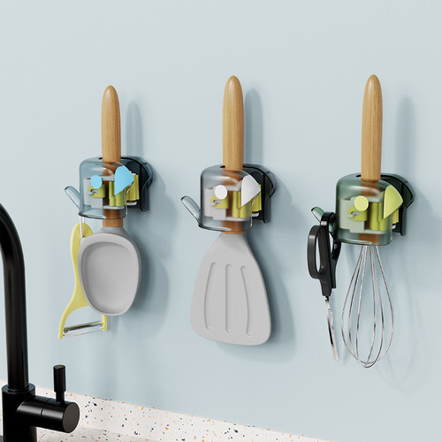 Mop hook hanger free of punching wall-mounted bathroom mop storage rack adhesive strong fixed buckle broom clip