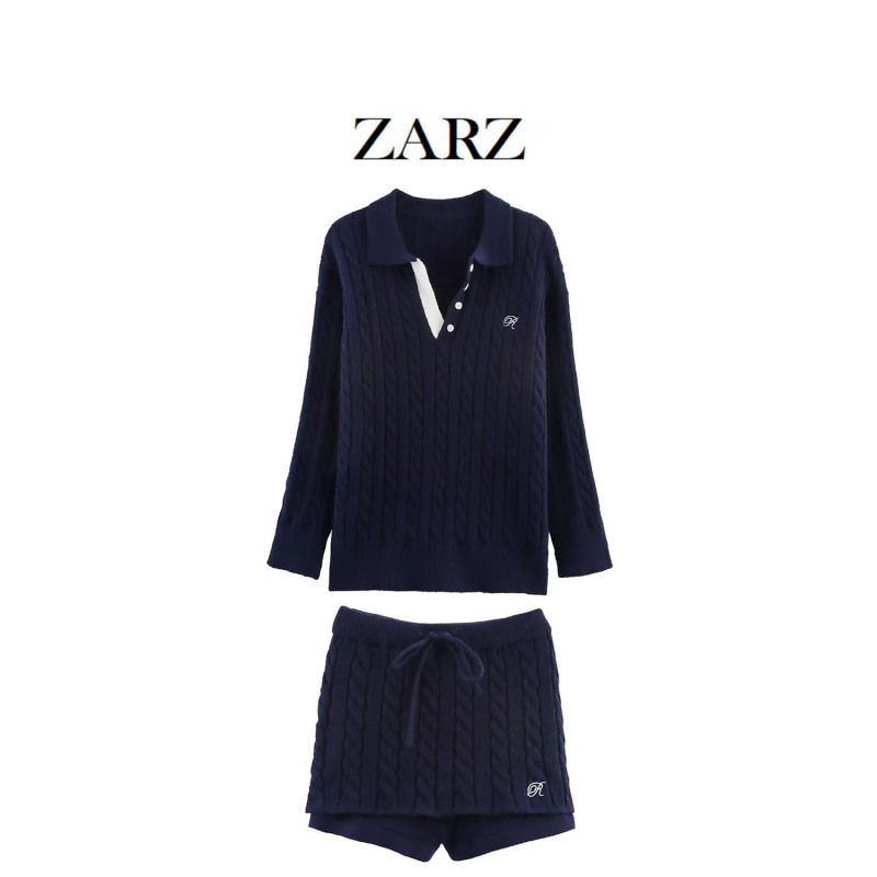 ZARZ 自制 欧美风 新款女装 洋气 时髦 百搭 刺绣裙裤针织套装|undefined